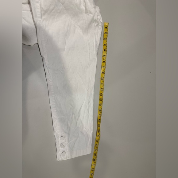 J Jill White Button-Detail Linen Stretch Cropped Pants Size Small - Picture 5 of 6